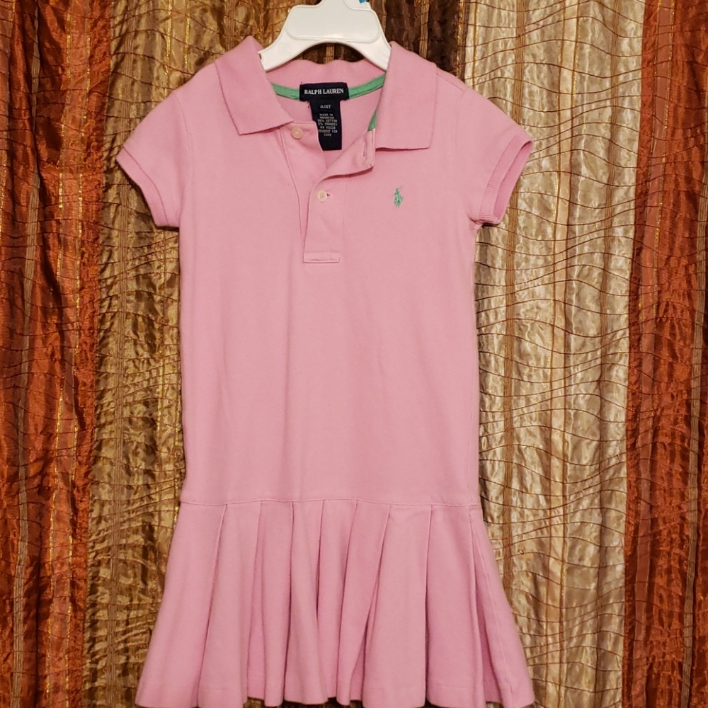 Girl's Pink Ralph Lauren Drop Waist Polo Dress
